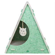 TRIXIE KATTENMAND SPEELBOX LUCY DRIEHOEKIG VILT ZAND / GROEN