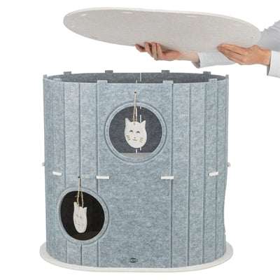 TRIXIE SPEELBOX MARA OVAAL VILT ZAND / GRIJS