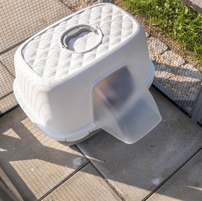 TRIXIE KATTENBAK DAVIO TOP OUTDOOR MET KAP GRIJS / WIT