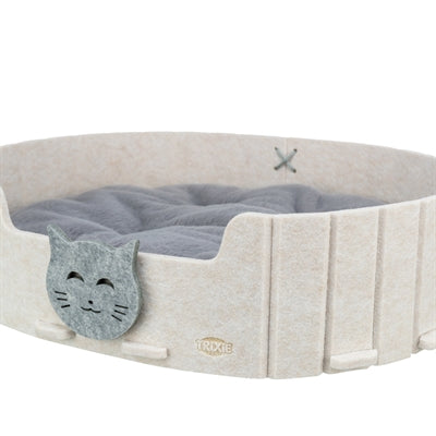TRIXIE KATTENMAND EMELIE VILT OVAAL ZAND / GRIJS