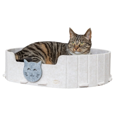TRIXIE KATTENMAND EMELIE VILT OVAAL ZAND / GRIJS