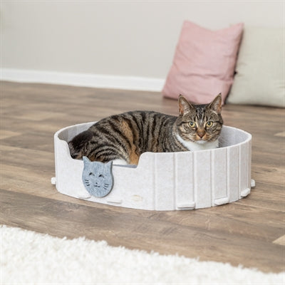 TRIXIE KATTENMAND EMELIE VILT OVAAL ZAND / GRIJS