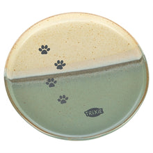 TRIXIE VOERBAK / DRINKBAK KAT KERAMIEK GROEN / BEIGE 16X16X2 CM
