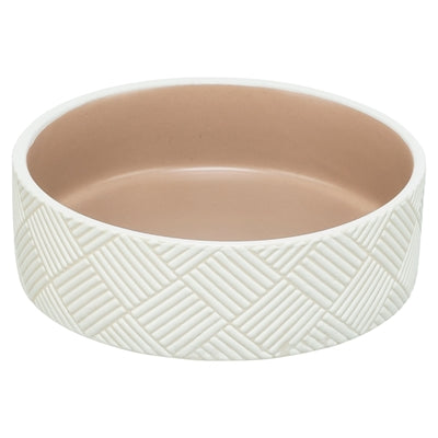 Trixie Voerbak / Drinkbak Patroon Keramiek Wit / Beige 14X14X4,5 Cm