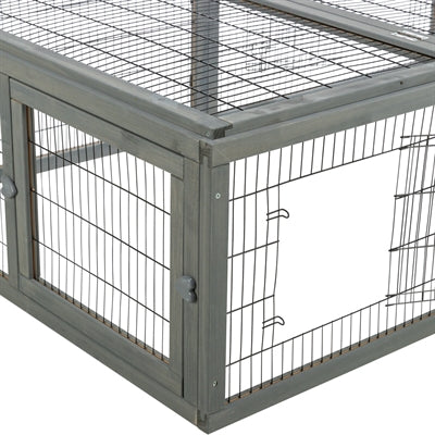 Trixie Ren Met Afdekking Hout Grijs 174X109X48 Cm