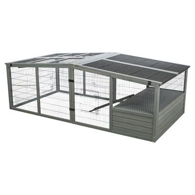 Trixie Ren Xl Met Afdekking Hout Grijs 233X79X116 Cm