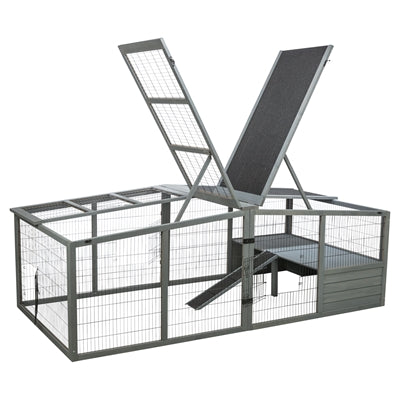 Trixie Ren Xl Met Afdekking Hout Grijs 233X79X116 Cm
