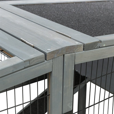 Trixie Ren Xl Met Afdekking Hout Grijs 233X79X116 Cm