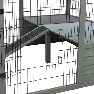 Trixie Ren Xl Met Afdekking Hout Grijs 233X79X116 Cm