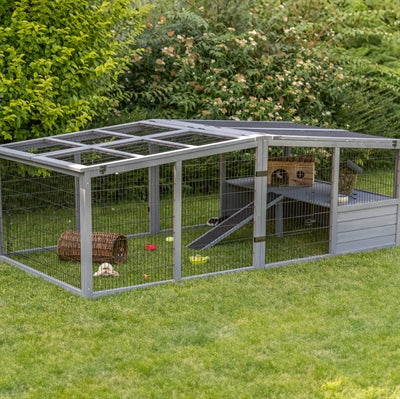 Trixie Ren Xl Met Afdekking Hout Grijs 233X79X116 Cm