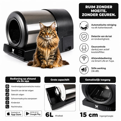 Martin Automatische Kattenbak Tunnel Rvs 71X43X49 Cm