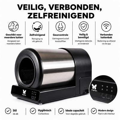 Martin Automatische Kattenbak Tunnel Rvs 71X43X49 Cm
