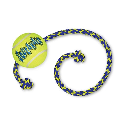 KONG SQUEAKAIR BAL MET TOUW GEEL / BLAUW