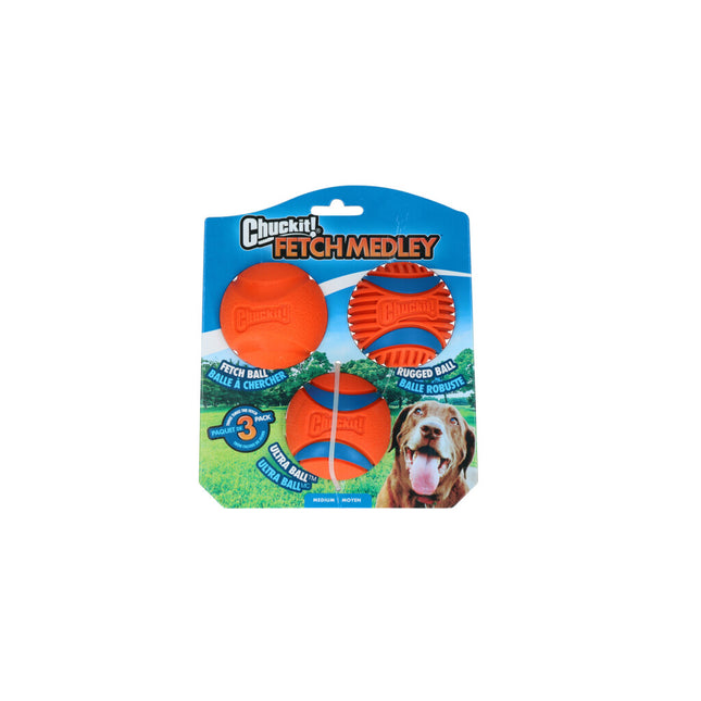 Chuckit Fetch Medley Gen 3 MEDIUM 3 ST
