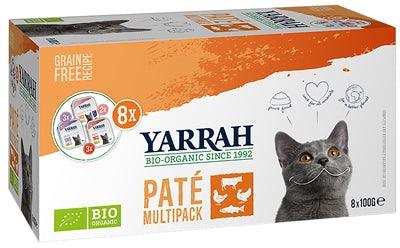 Yarrah Organic Kat Multipack Pate Zalm / Kalkoen / Rund 8X100 GR - Pet4you