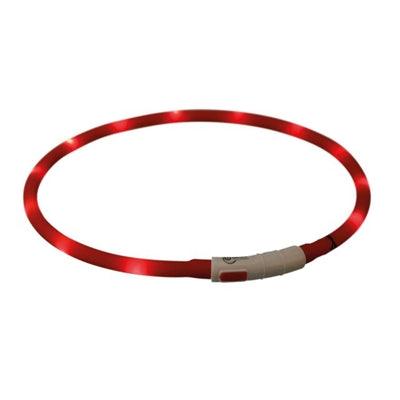 Trixie Halsband Usb Siliconen Lichtgevend Oplaadbaar Rood 70X1 CM - Pet4you