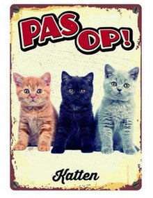 Plenty Gifts Waakbord Blik Katten 15X21 CM - Pet4you