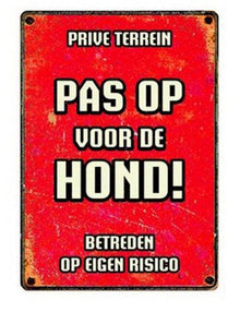 Plenty Gifts Waakbord Blik Pas Op Voor De Hond 15X21 CM - Pet4you