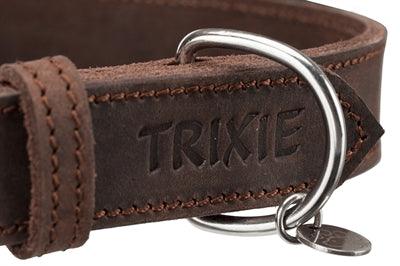 Trixie Halsband Hond Rustic Vetleer Donkerbruin 37-44X2,5 CM - Pet4you