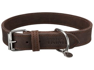 Trixie Halsband Hond Rustic Vetleer Donkerbruin 48-56X3 CM - Pet4you