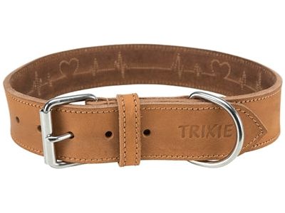 Trixie Halsband Hond Rustic Vetleer Heartbeat Bruin 55-65X4 CM - Pet4you