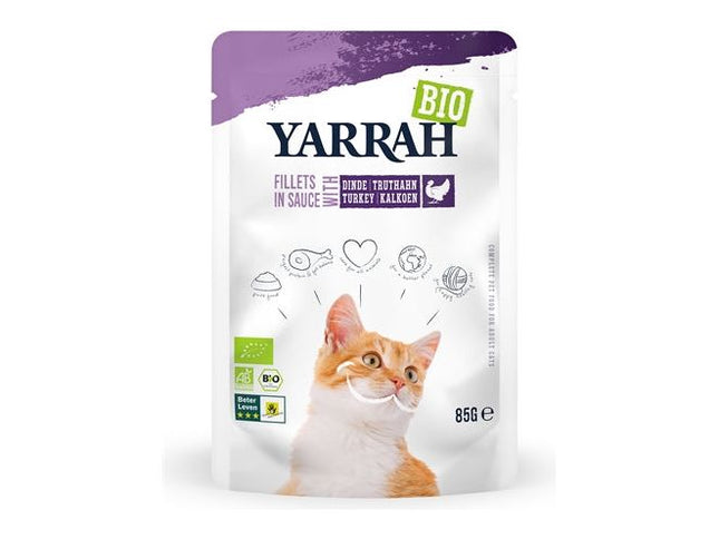 Yarrah Cat Biologische Filets Met Kalkoen In Saus 14X85 GR - Pet4you
